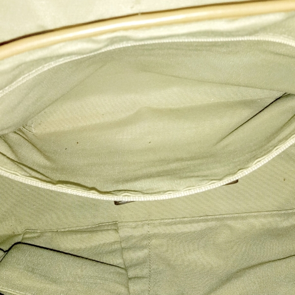 💛 Coach Hamptons Khaki Tan Signature Canvas Turnlock Shoulder Bag Shopper Tote - Picture 9 of 10